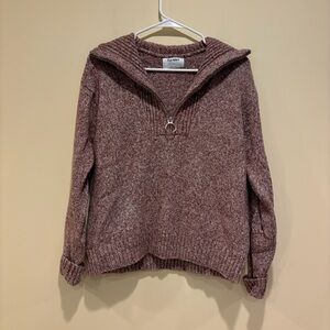 Old Navy Mauve Marled Knit Half-Zip Sweater – Size M
